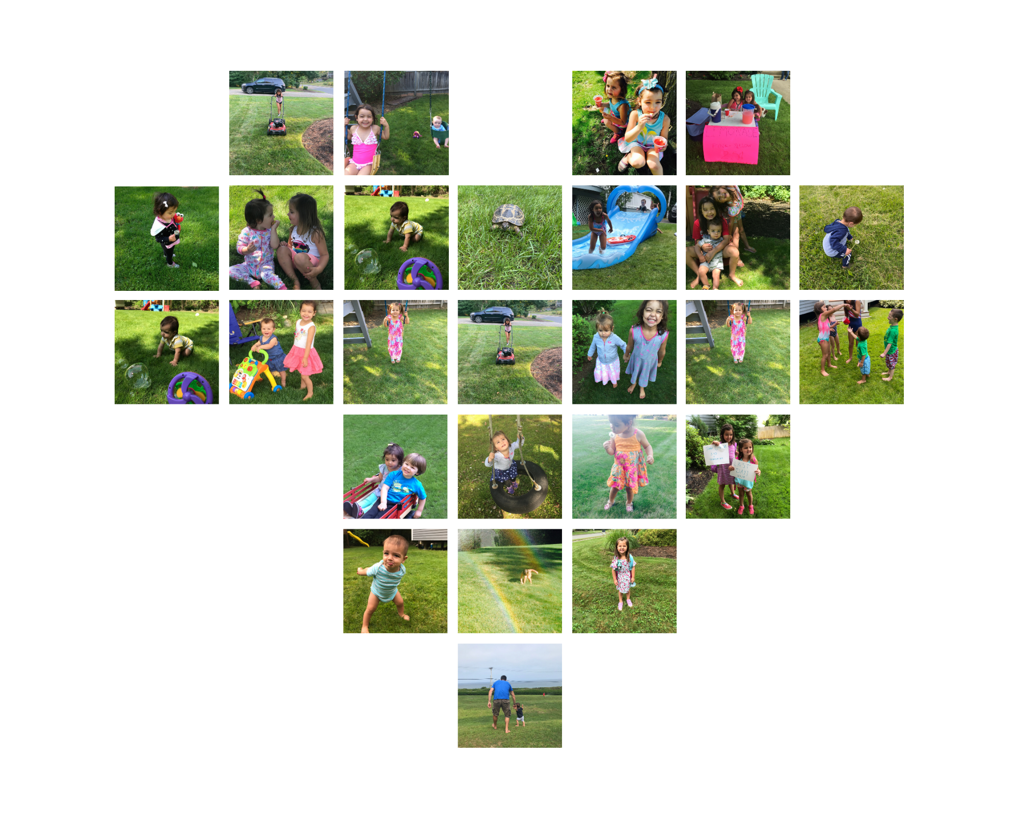 A collage of images in a heart shape, each showing a young child playing outdoors.
